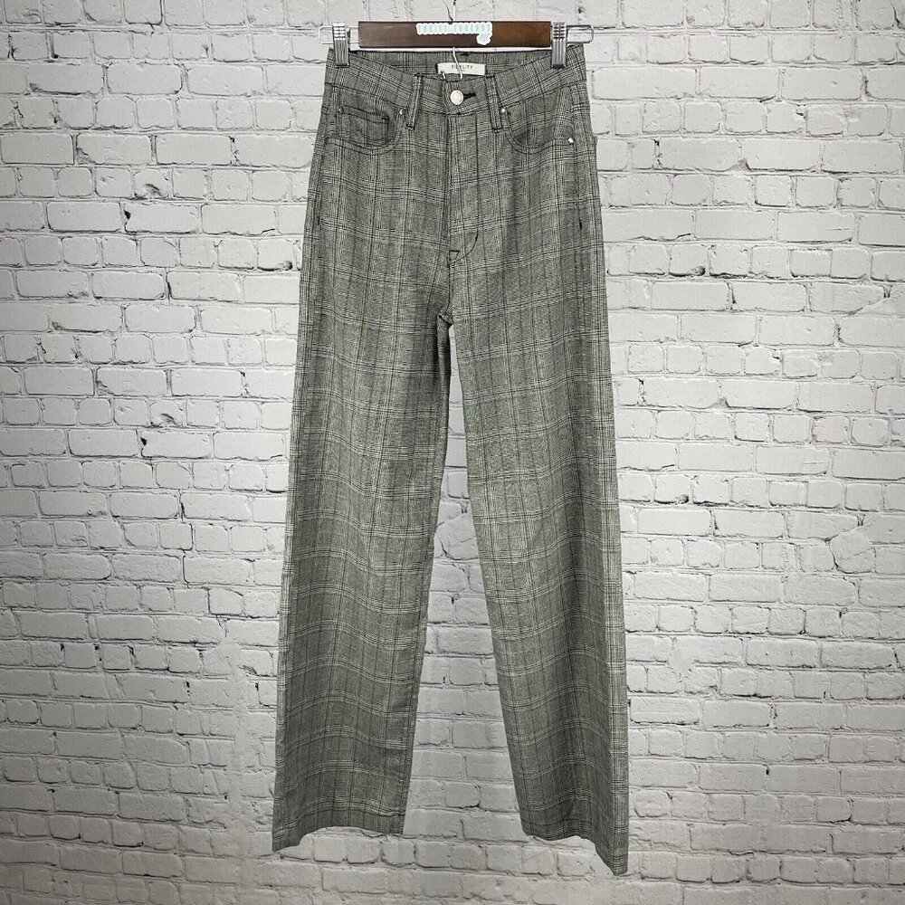 Fidelity Denim Sunday Classic Plaid High Rise Wide Leg Pants USA Size 24 (24x30)